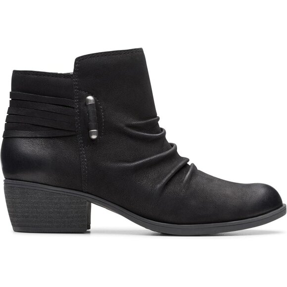 Clarks Collection Charlten Rosa Ankle Boots 10W Black Nubuck MSRP $120 - Picture 1 of 5